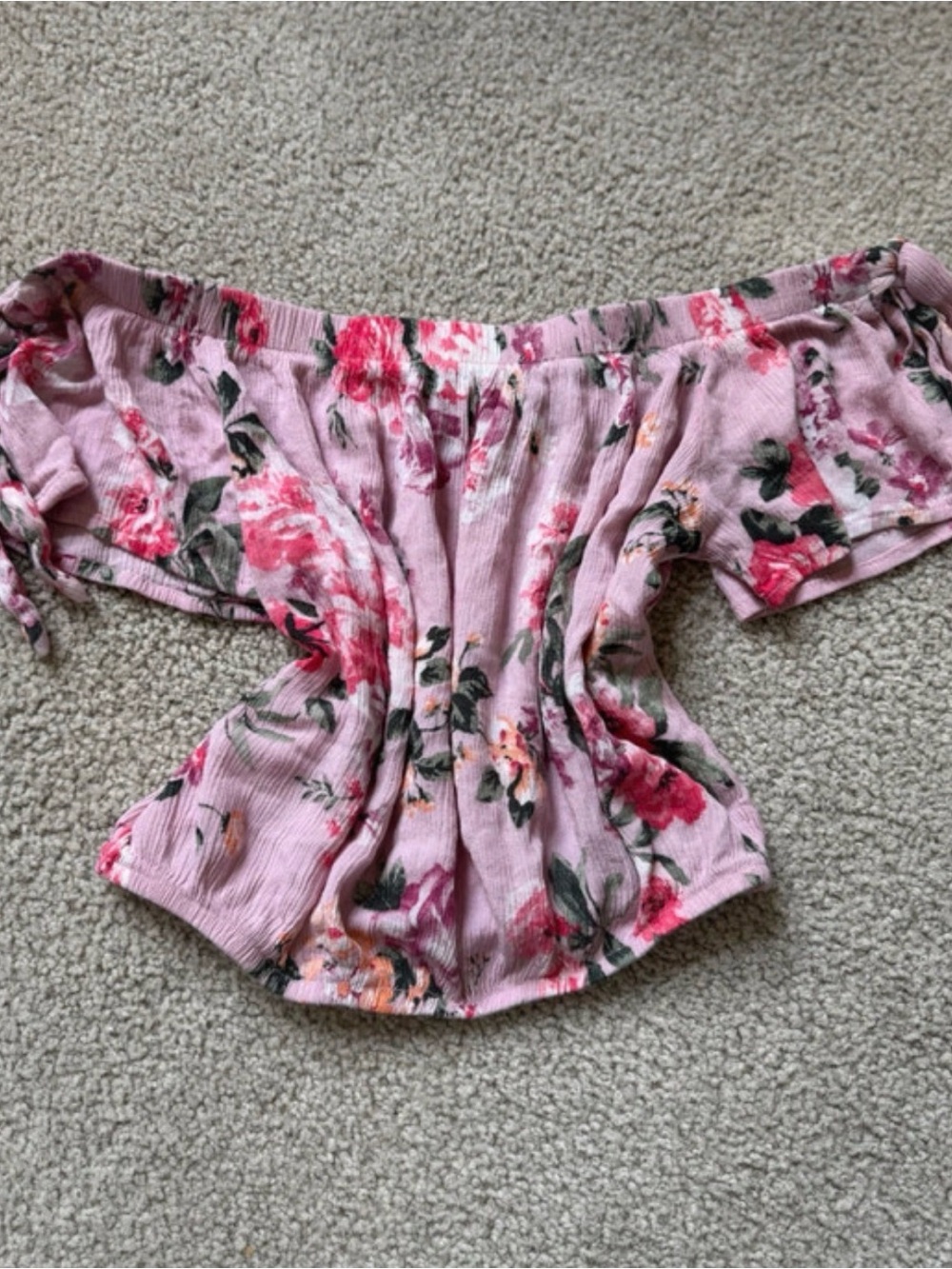 Polly & Esther Pink Floral Off-Shoulder Blouse
